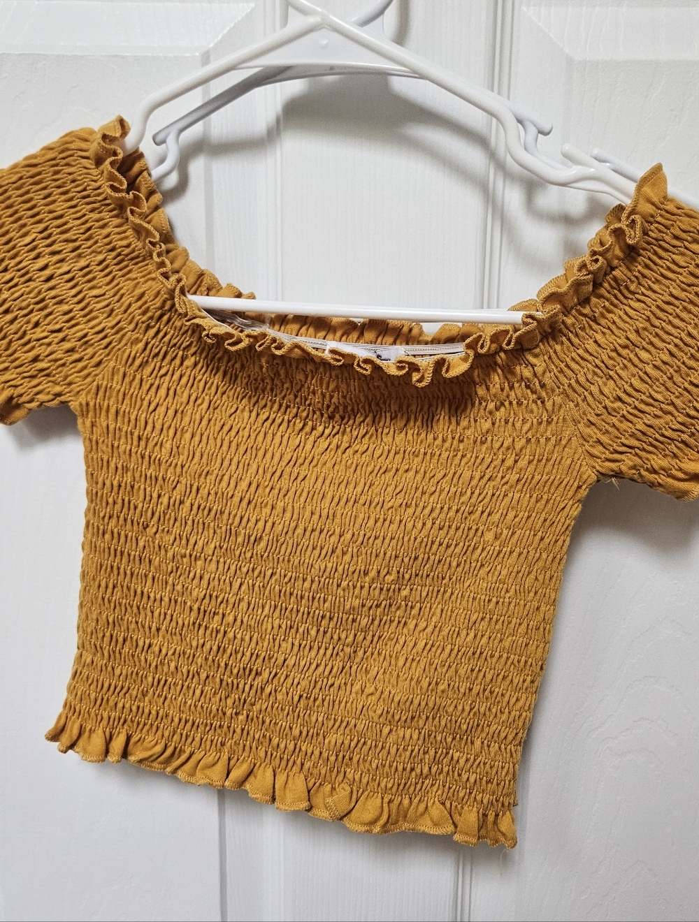 Smocked Ruffle Crop Top - Mustard
